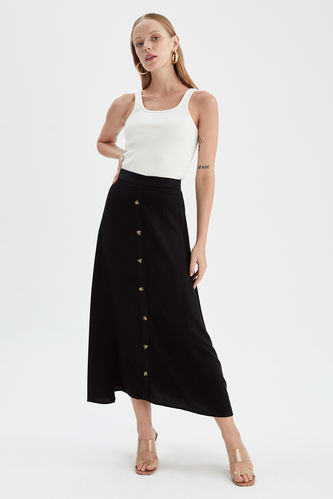 Long Sleeve Woven Buttoned Skirt