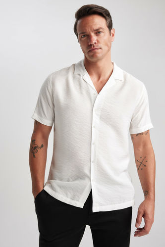 Modern Fit Short Sleeve Viscose Shirt