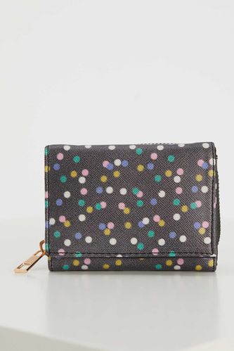 Dot Patterned Faux Leather Wallet