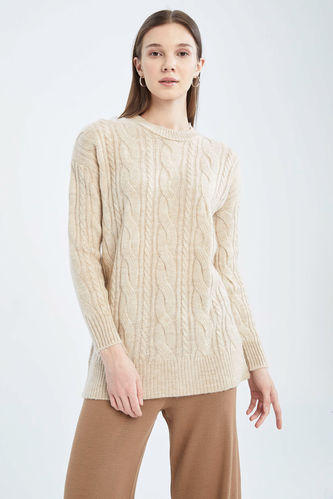 Regular Fit Knitted Patterned Knitwear Tunic