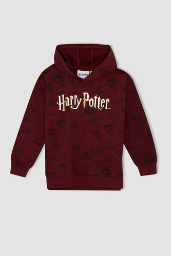 Erkek Çocuk Harry Potter Lisanslı Relax Fit Kapüşonlu İnce Sweatshirt Kumaşı Sweatshirt