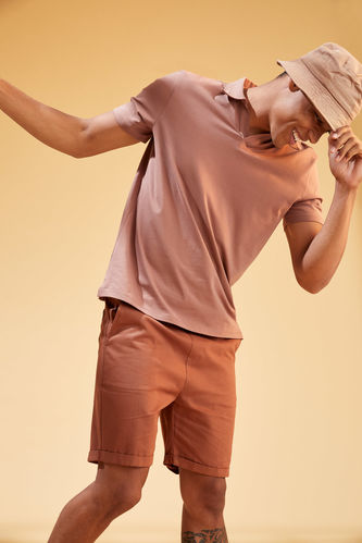 Regular Fit Polo Yaka Basic Kısa Kollu Pamuklu Penye Tişört