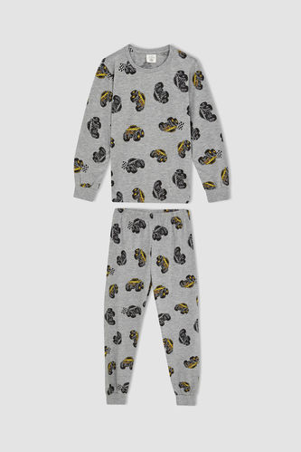Erkek Çocuk Tracks Baskılı Pamuklu Uzun Kollu Pijama Takım