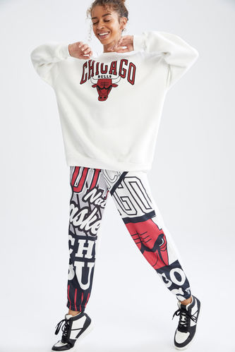 DeFactoFit Standart Fit NBA Chicago Bulls Lisanslı Renk Bloklu  Jogger Eşofman Altı