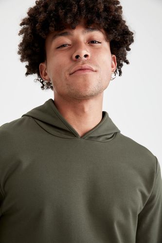 Sweat-shirt à capuche coupe slim en coton