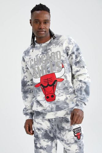 NBA Chicago Bulls Lisanslı Bisiklet Yaka İçi Yumuşak Tüylü Sweatshirt
