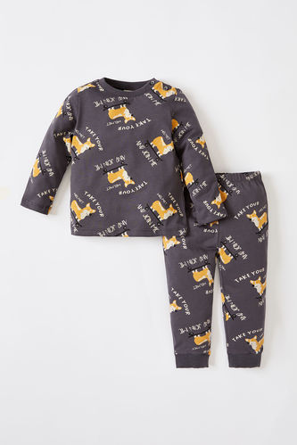 Erkek Bebek  Desenli Uzun Kollu Pijama Takımı