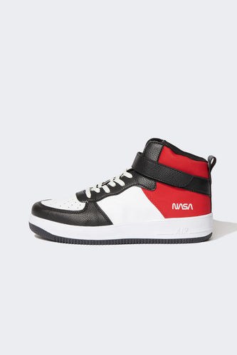 Erkek Nasa Lisanslı Suni Deri Bağcıklı Bilekli Sneaker Spor Ayakkabı