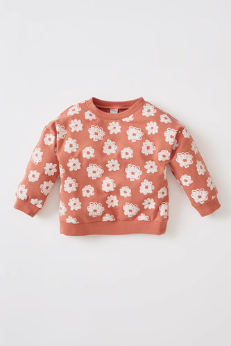 Regular Fit Flower Print Sweatshirt