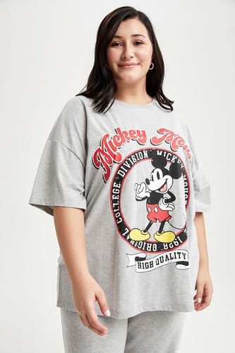 Disney Mickey & Minnie Lisanslı Büyük Beden Regular Fit Kısa Kollu Tişört