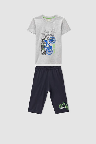 Erkek Çocuk Bisiklet Baskılı Kısa Kollu Pijama Takımı