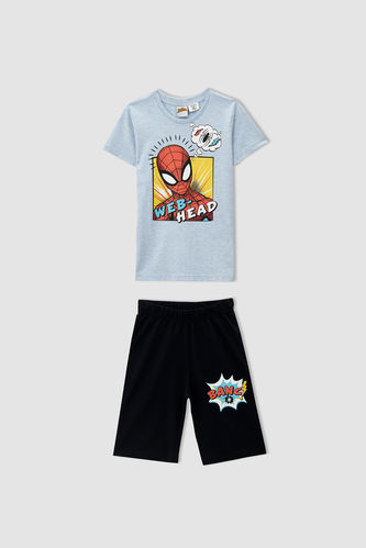 Erkek Çocuk Spiderman Lisanslı Regular Fit Bisiklet Yaka Kısa Kollu Pijama Takım