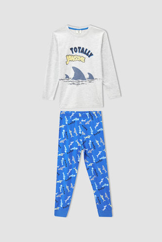 Boy Shart Patterned Long Sleeve T-Shirt And Trousers Pyjamas Set