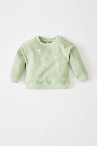 Sweat-shirt ras du cou à motif floral pour bébé fille