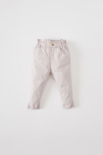 Kız Bebek Paper Bag Regular Fit Pantolon