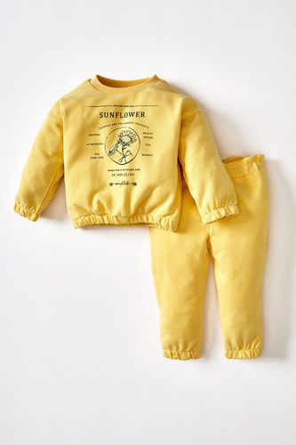 Kız Bebek Baskılı Sweatshirt ve Eşofman Altı Takımı