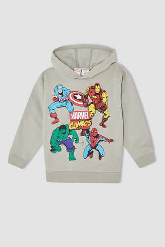 Erkek Çocuk Relax Fit Marvel Lisanslı Kapüşonlu Sweatshirt
