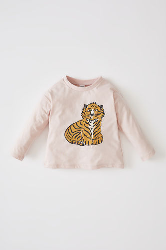 Baby Boy Tiger Printed Long Sleeve Cotton T-Shirt