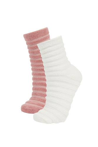 Kadın Havlulu Kalın Kışlık Uzun 2'li Çorap