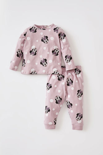 Kız Bebek Minnie Mouse Uzun Kollu Pamuklu Pijama Takımı
