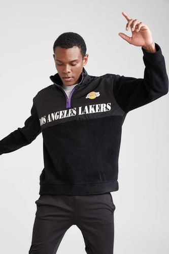 Defacto Fit NBA Los Angeles Lakers Lisanslı Oversize Fit Dik Yaka Polar Sweatshirt