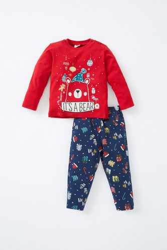 Erkek Bebek Uzun Kollu Pamuklu Pijama Takımı