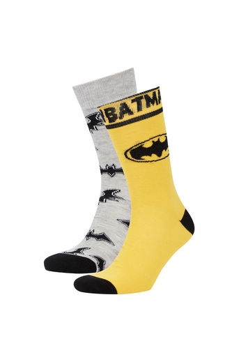 Erkek Batman Lisanslı Pamuklu 2'li Uzun Çorap