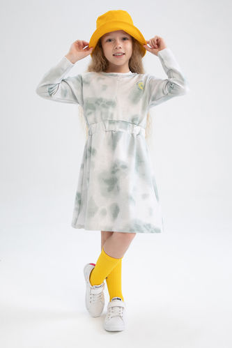 Girl Long Sleeve Block Colour Midi Dress