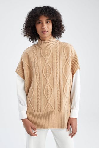 Turtleneck Sleeveless Knitted Sweater