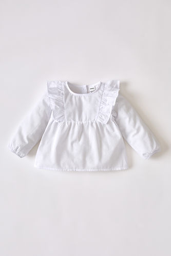 T-shirt à manches longues en coton à volants pour bébé fille