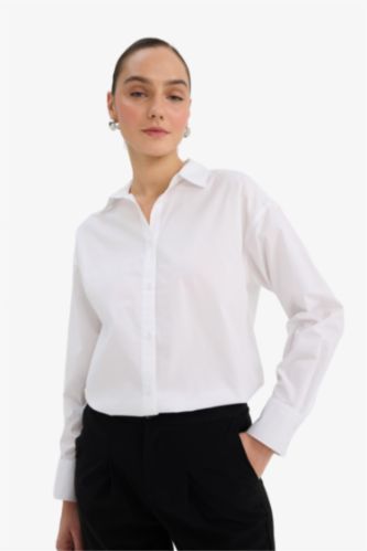 Поплиновая рубашка Oversize с длинным рукавом