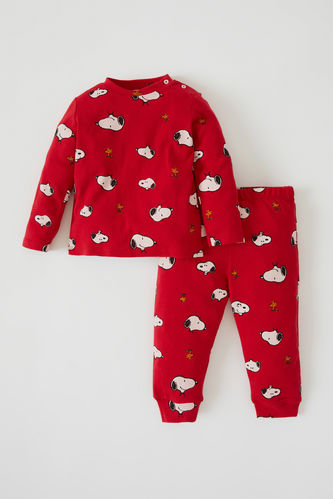 Erkek Bebek Snoopy Lisanlı Uzun Kollu Pamuklu Pijama Takım