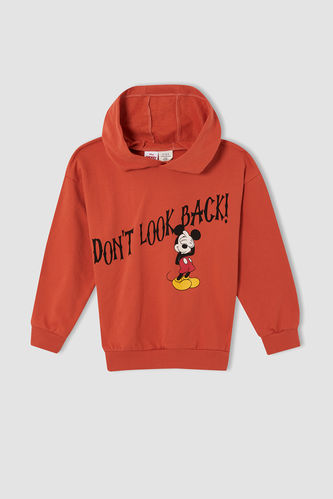Erkek Çocuk Mickey & Minnie Lisanslı Regular Fit Lisanslı Kapüşonlu Sırt Baskılı Sweatshirt