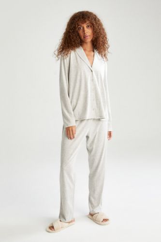 Ensemble de Pyjama Femme 100% Coton Manches Longues