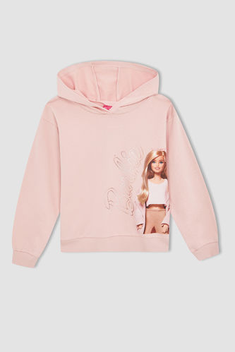 Kız Çocuk Barbie Lisanslı Regular Fit Kapüşonlu Sweatshirt