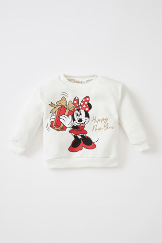 Kız Bebek Minnie Mouse İçi Yumuşak Tüylü Sweatshirt