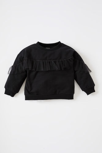 Regular Fit Long Sleeve Printed Knitted Sweatshirt