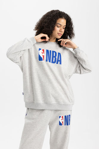 DeFactoFit NBA Oversize Fit İçi Yumuşak Tüylü Sweatshirt