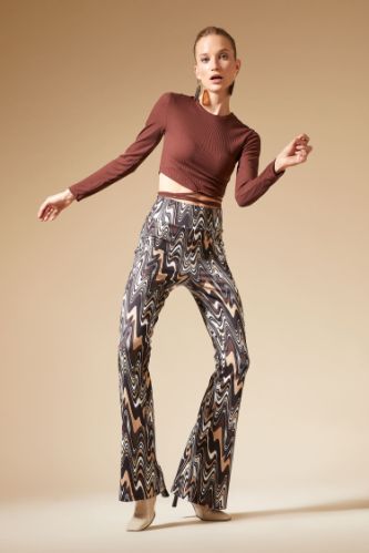 Multi Coloured Leaf | Capri Trouser | Pure Collection