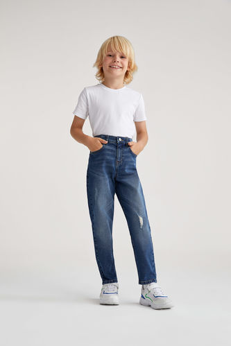 Boys Carrot Fit Ripped Detailed Jean Trousers