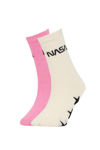 Kız Çocuk NASA Lisanslı Pamuklu 2'li Uzun Çorap