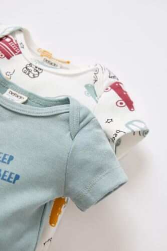 Blue BABY BOY 2 Pack Short Sleeve Newborn Knitted Bodysuit 2305903