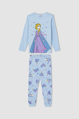 Kız Çocuk Frozen Lisanslı Pamuklu Uzun Kollu Pijama Takımı