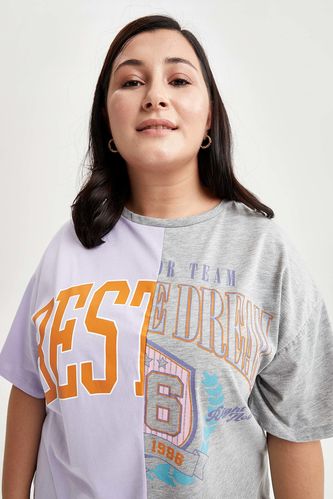 T-shirt coupe décontractée imprimé universitaire grande taille