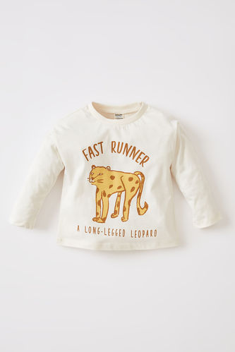 T-shirt coupe classique à manches longues et imprimé tigre pour bébé garçon