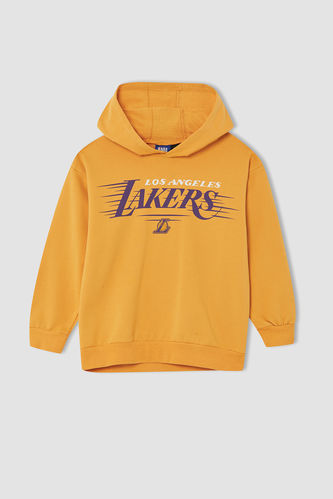 Defacto Fit Erkek Çocuk Los Angeles Lakers Lisanslı Relax Fit Kapüşonlu Sweatshirt