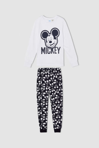 Erkek Çocuk Mickey Mouse Pamuklu Uzun Kollu Pijama Takım