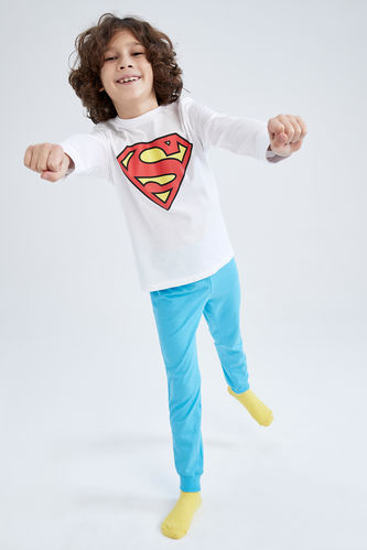 Erkek Çocuk Süperman Uzun Kollu Pijama Takım