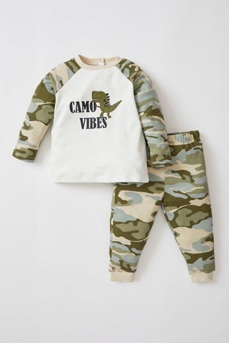 Erkek Bebek Regular Fit Kamuflaj Desenli Pamuklu Pijama Takım