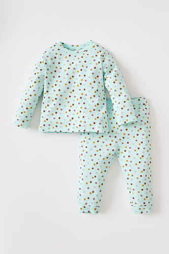 Kız Bebek Puantiye Desenli Uzun Kollu Pijama Takımı